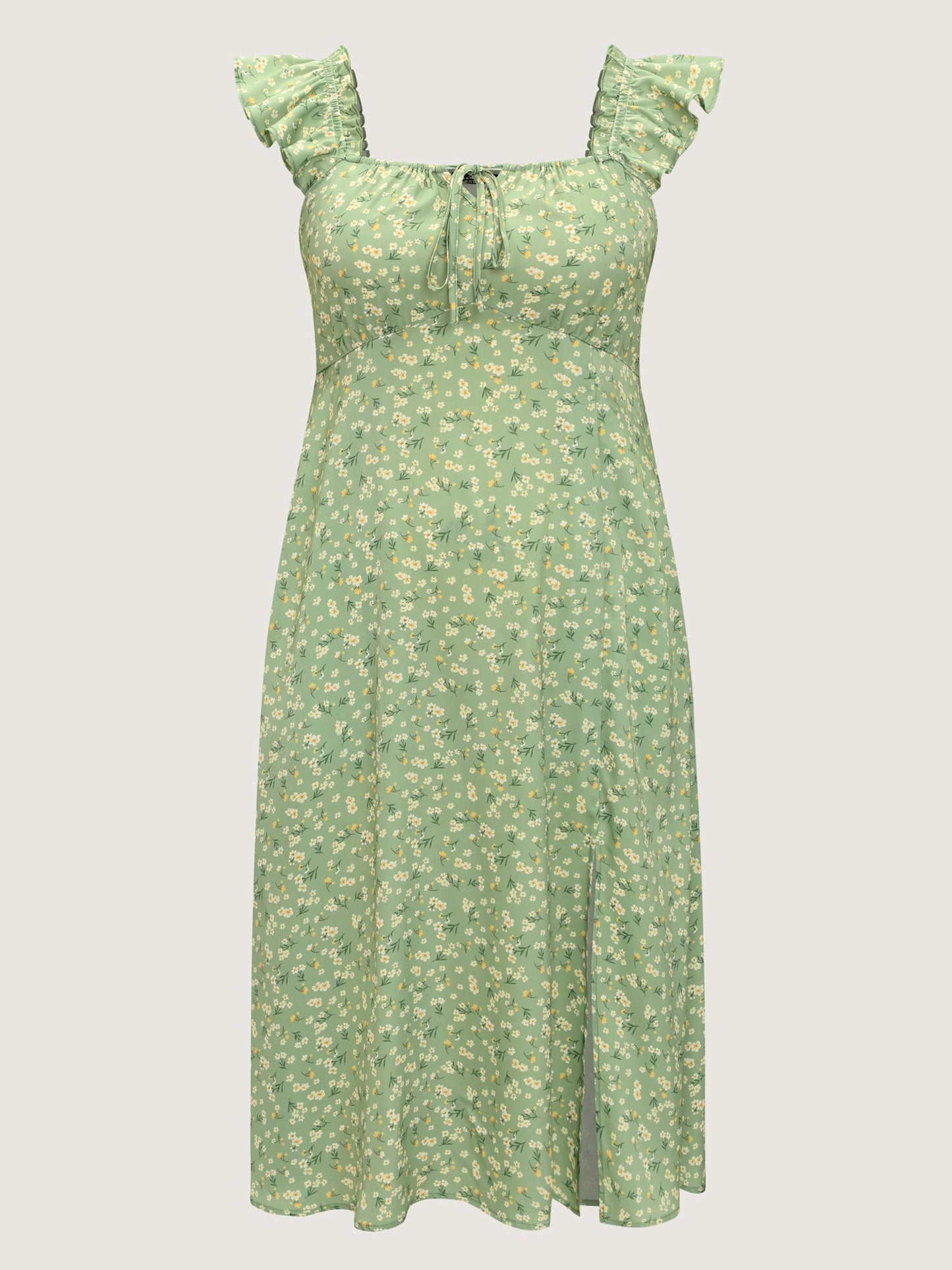 Floral Print Bustier Drawstring Midi Dress