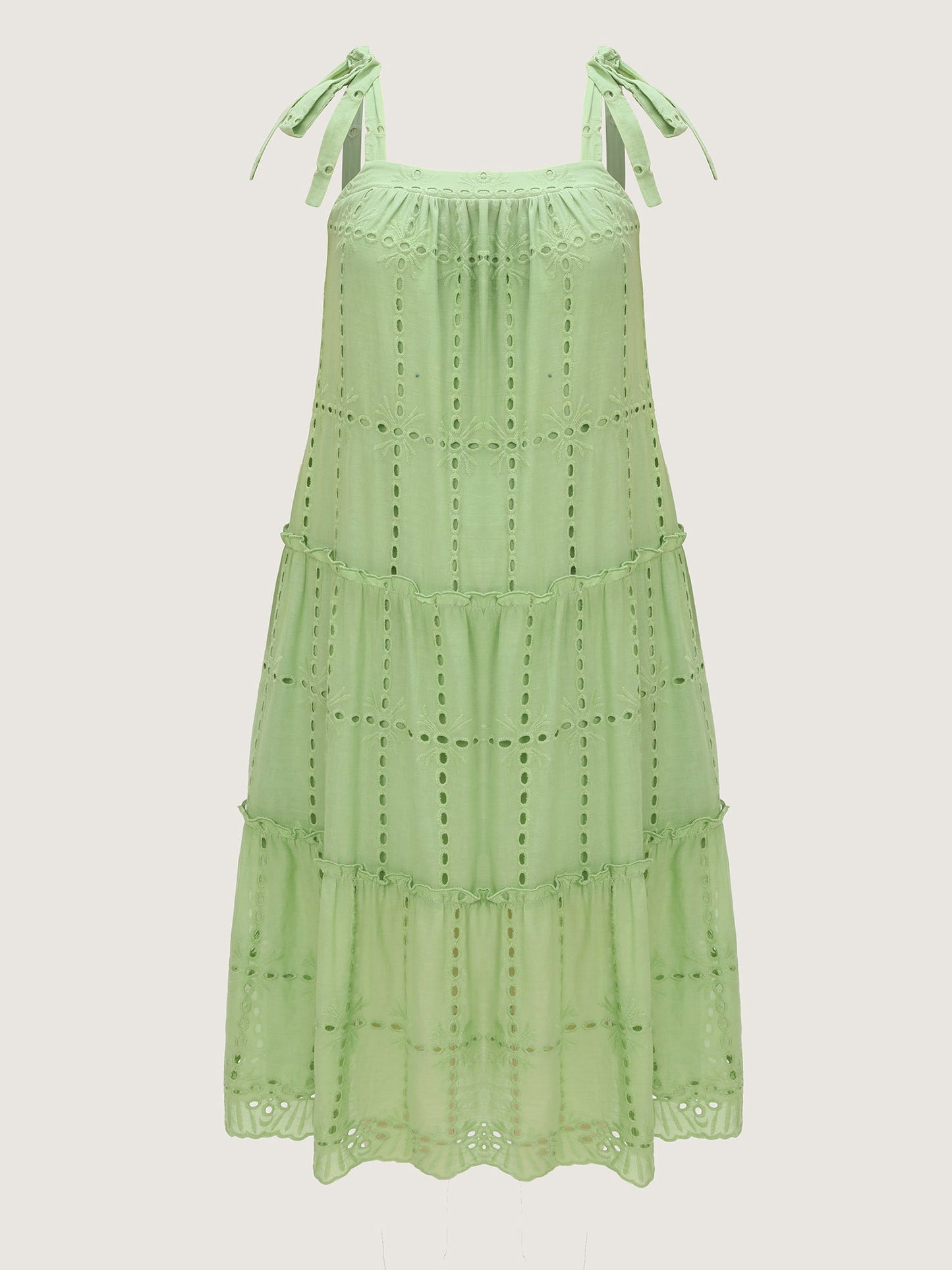 Cut Out Textured Shoulder Ties Midi Dress