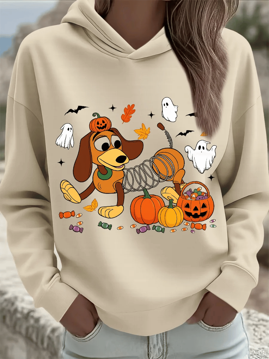 🔥HOT SALE🔥Women's Halloween Puppy and Bat Art Print Sweatshirt
