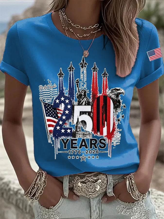 Women's USA Printed Casual T-shirt