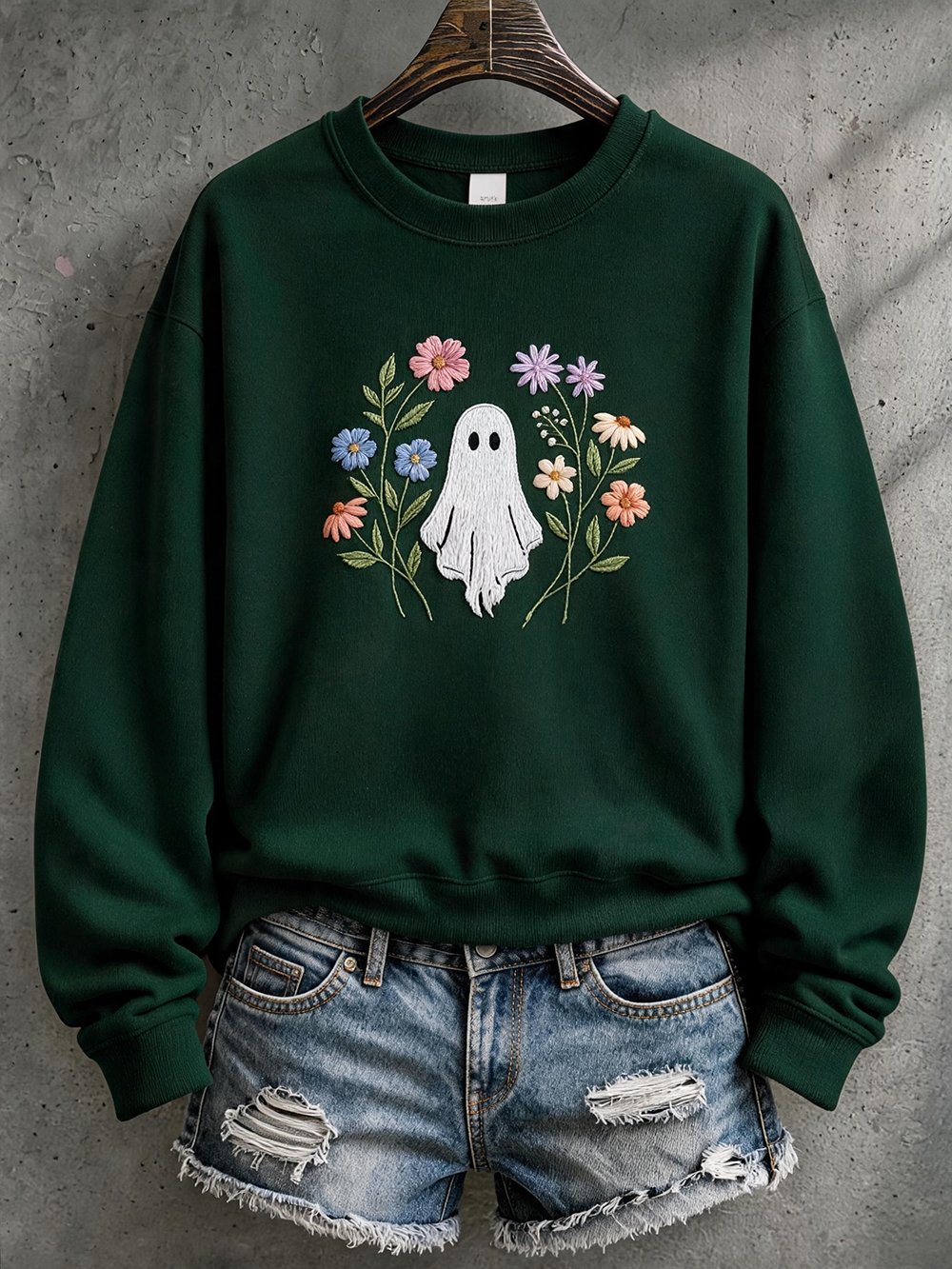 Women's Halloween Print Crew Neck Long-Sleeve Sweatshirt