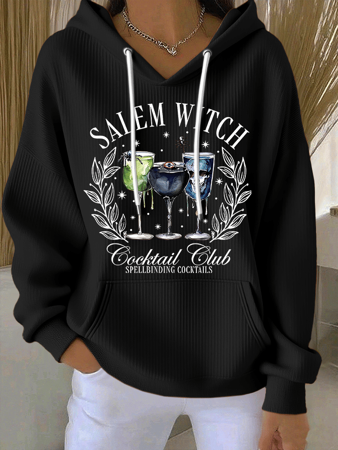 🔥HOT SALE🔥Women's Salem Witch Cocktail Club Spellbinding Cocktails Print Casual Hooded Sweatshirt