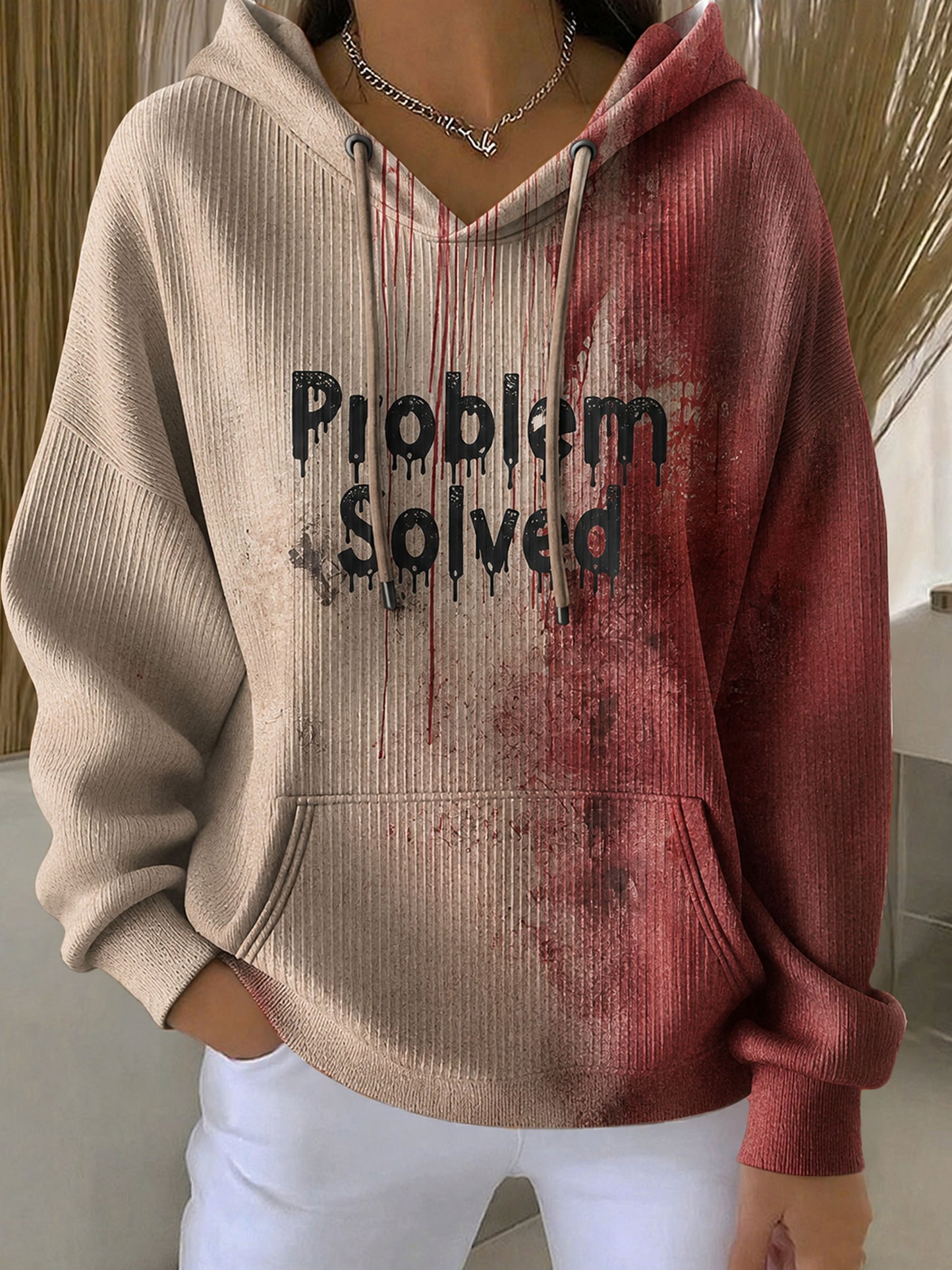 Women'S Problem Solved Print Hooded Sweatshirt