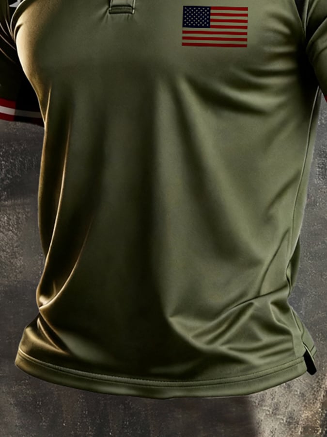Men's Retro "Patriot" Color-Block Short-Sleeve Polo Shirt