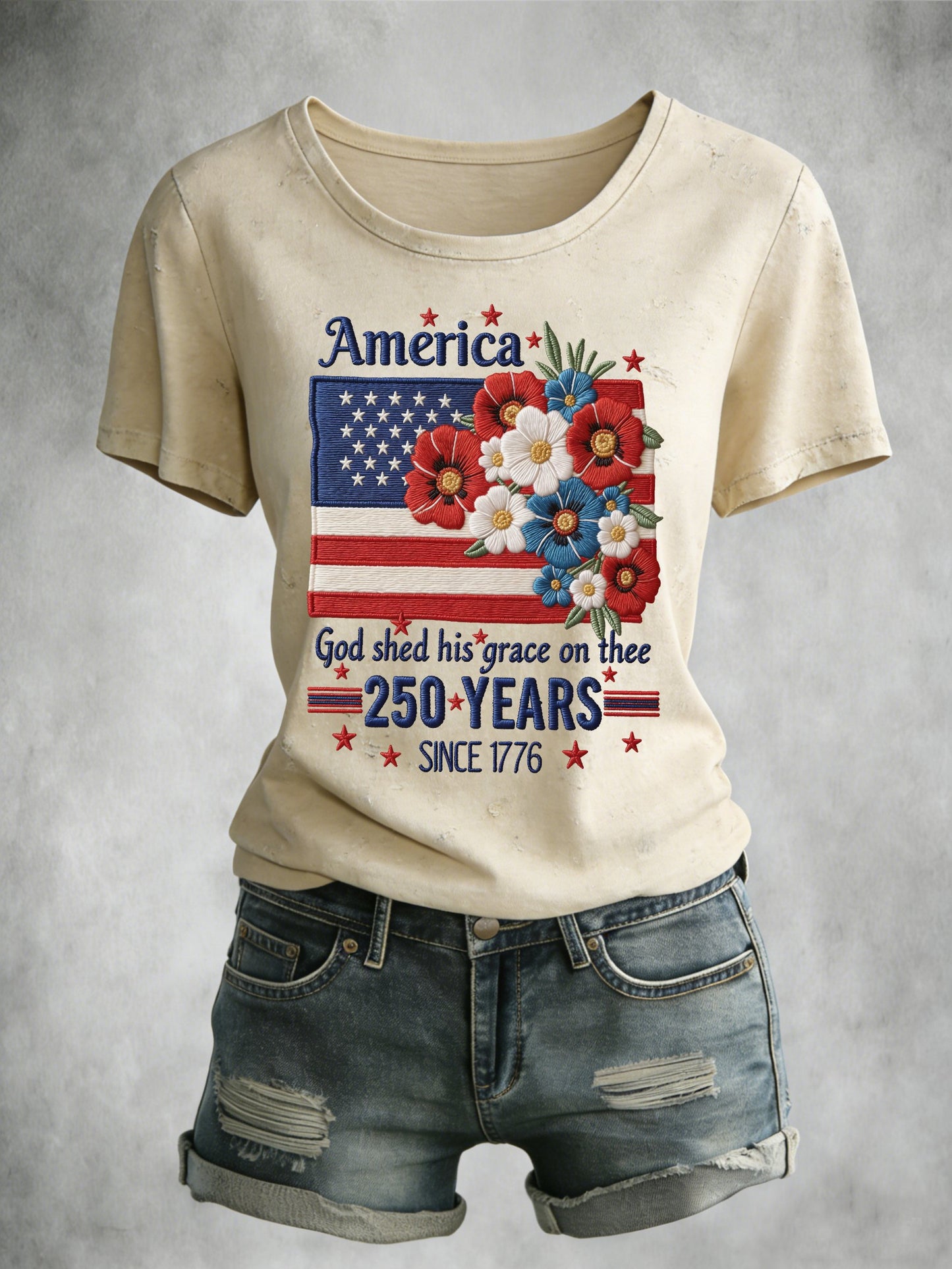 Women's American 250th Anniversary Print Crew Neck Top