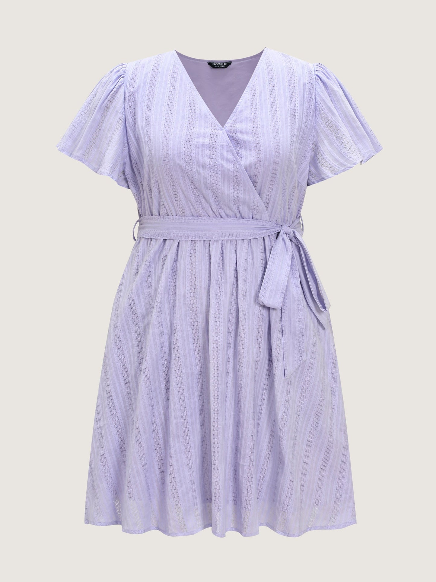 Cotton Textured Waist-Defining Tie Mini Dress