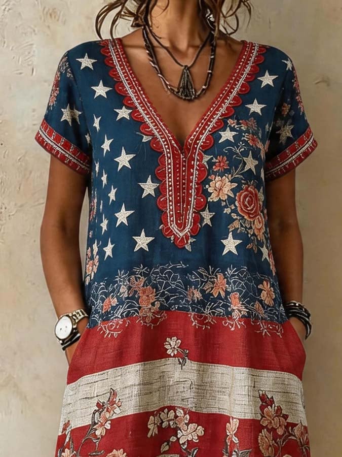 Women'S Casual Independence Day Printed Dress
