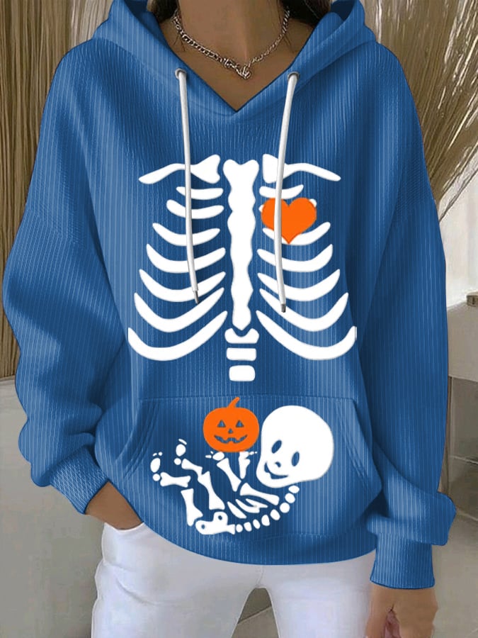 🔥HOT SALE🔥Women's Skeleton Halloween Maternity Print Sweatshirt