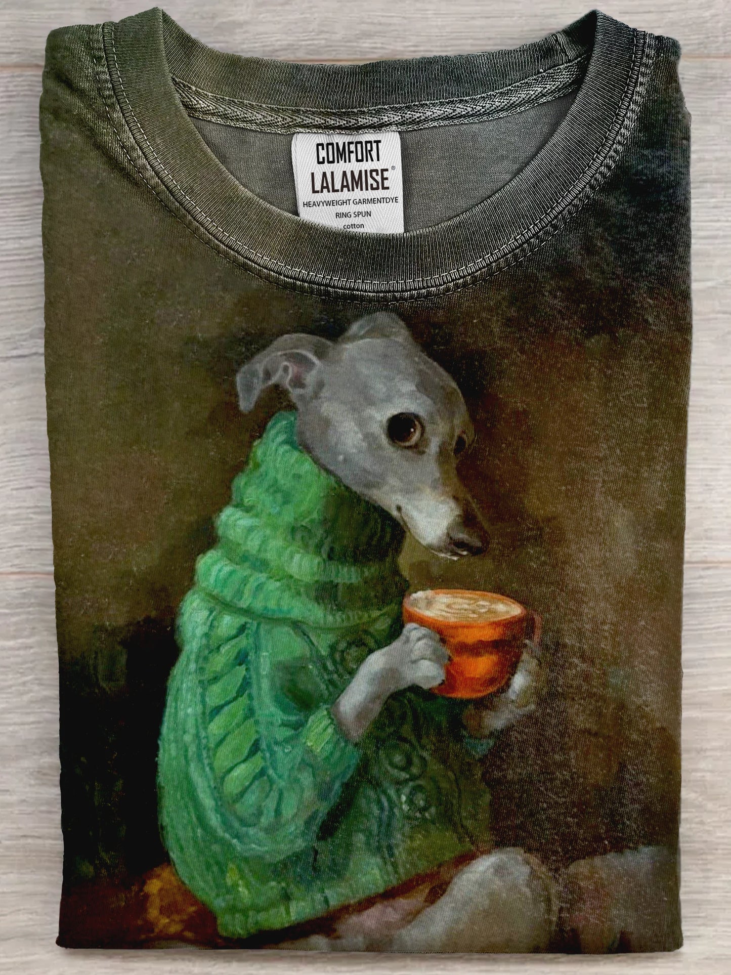 Funny Dog In A Sweater Art Print Casual Crew Neck Short Sleeve T-shirt