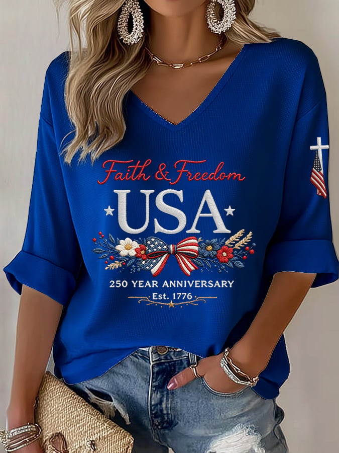 Women's American 250th Anniversary Faith & Freedom Top