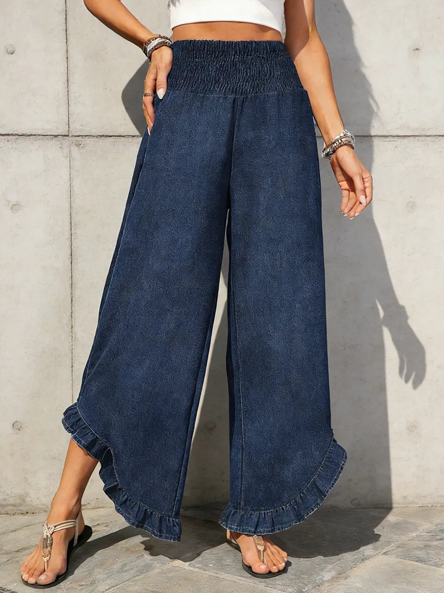 Women's Casual Loose Denim Wide-leg Pants