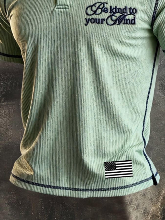 Men's Retro "Patriot" Color-Block Short-Sleeve Polo Shirt