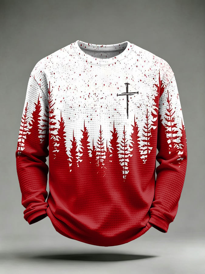 Men's Christmas Faith Print Waffle Sweatshirt