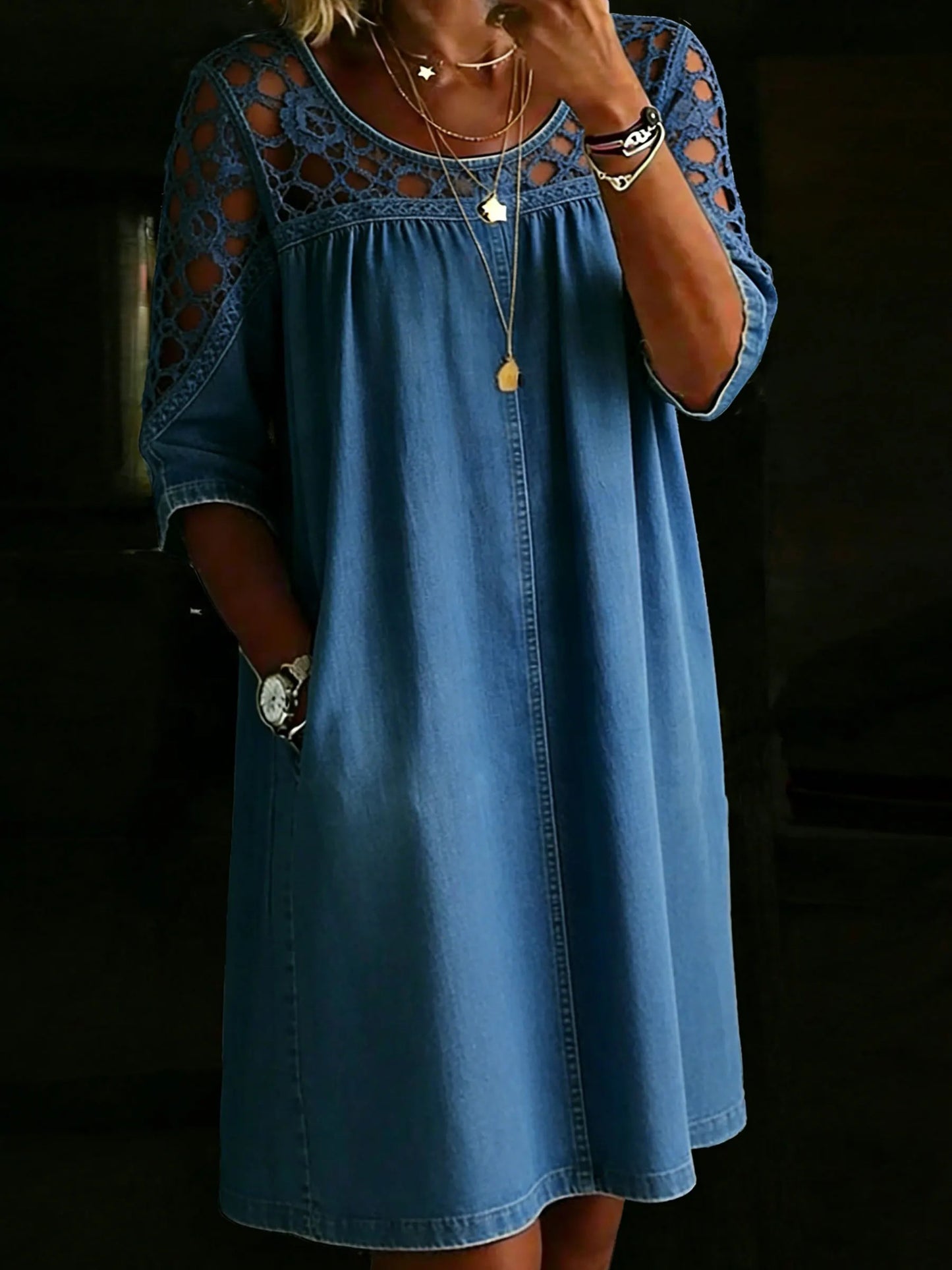 Women's Solid Color Casual Loose Denim Blouse Shirt