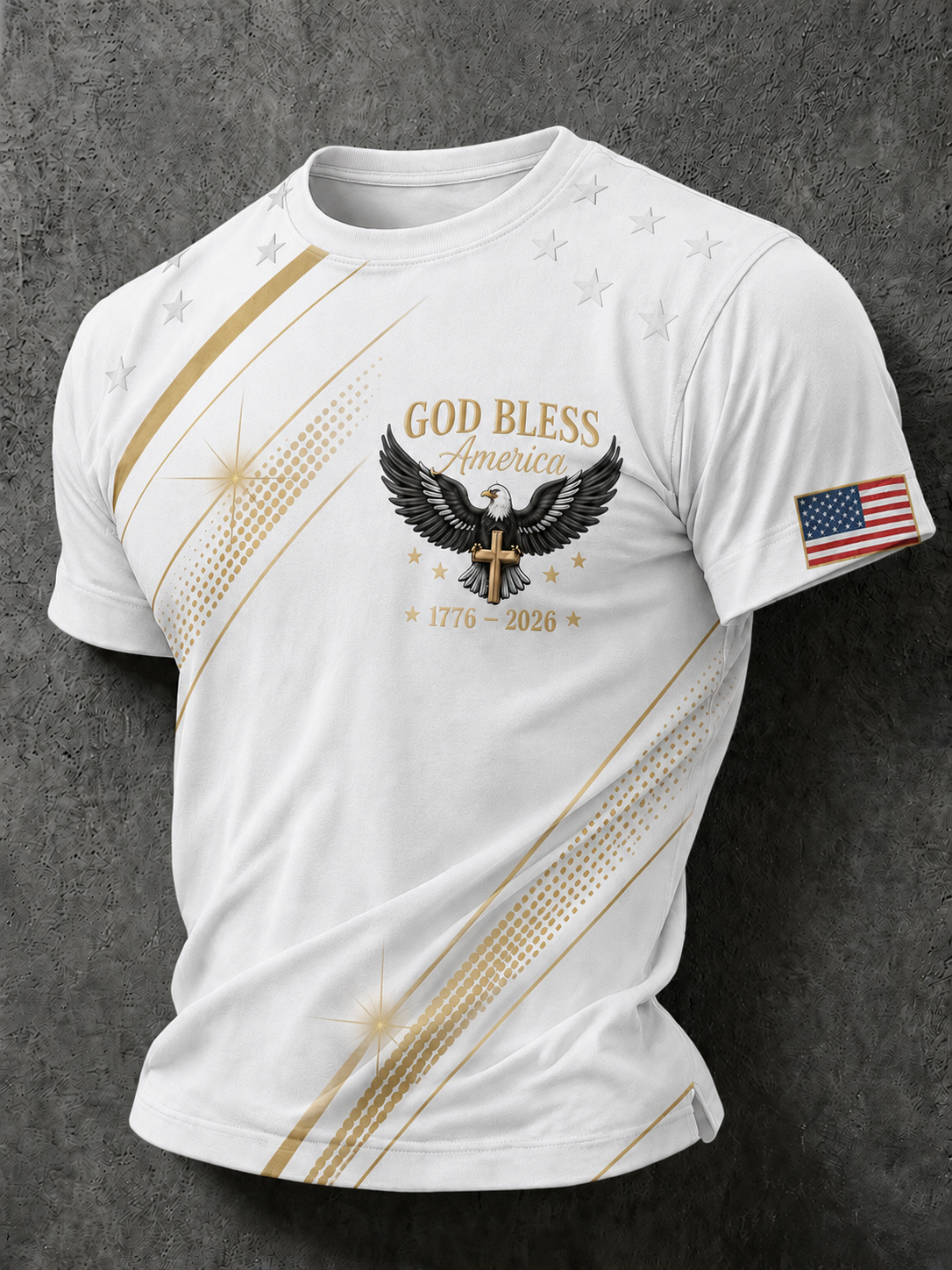 Men'S Casual American 250Th Anniversary Printed Round Neck Short Sleeved T-Shirt