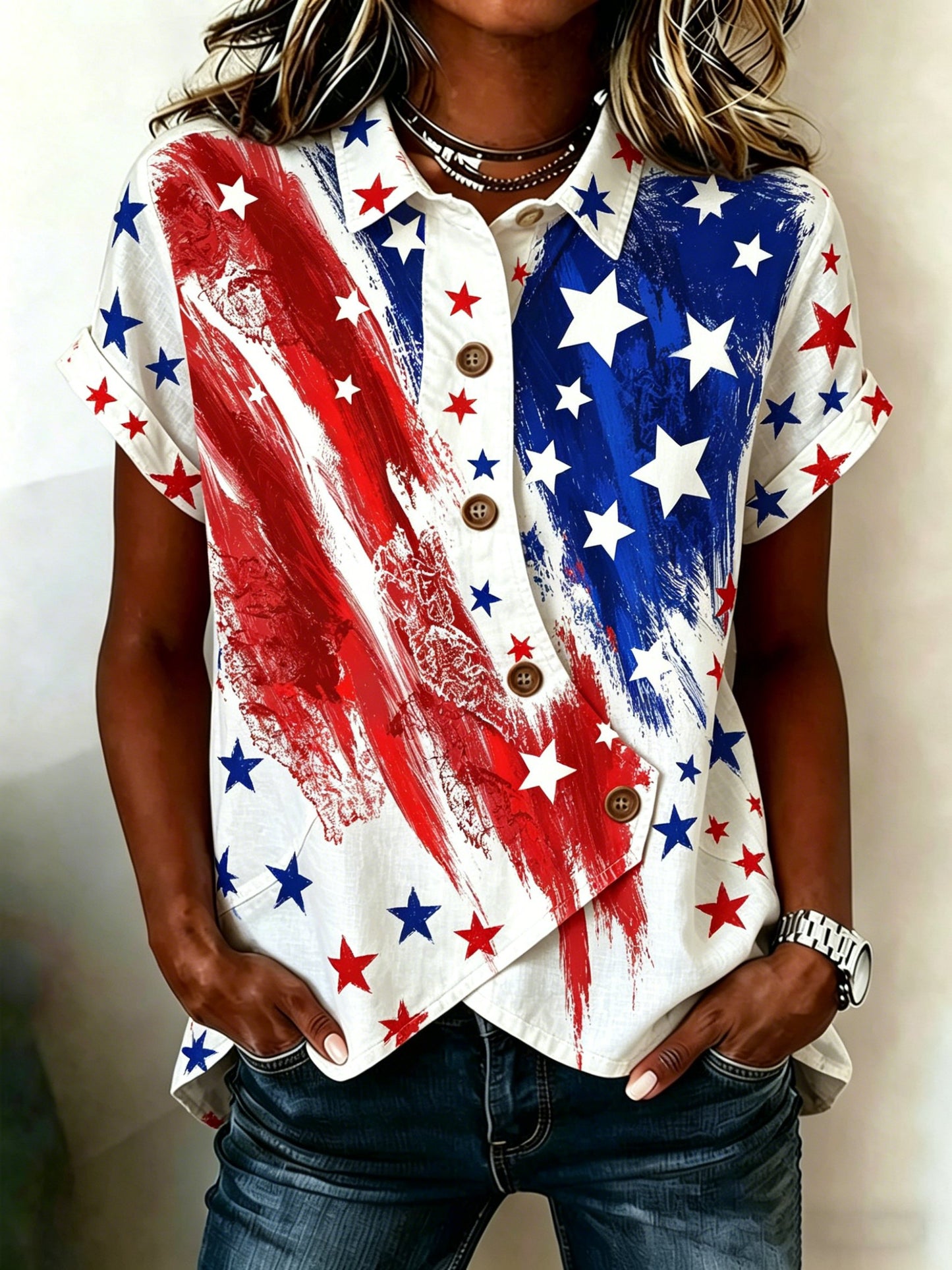 Women's American Flag Printed Shirt