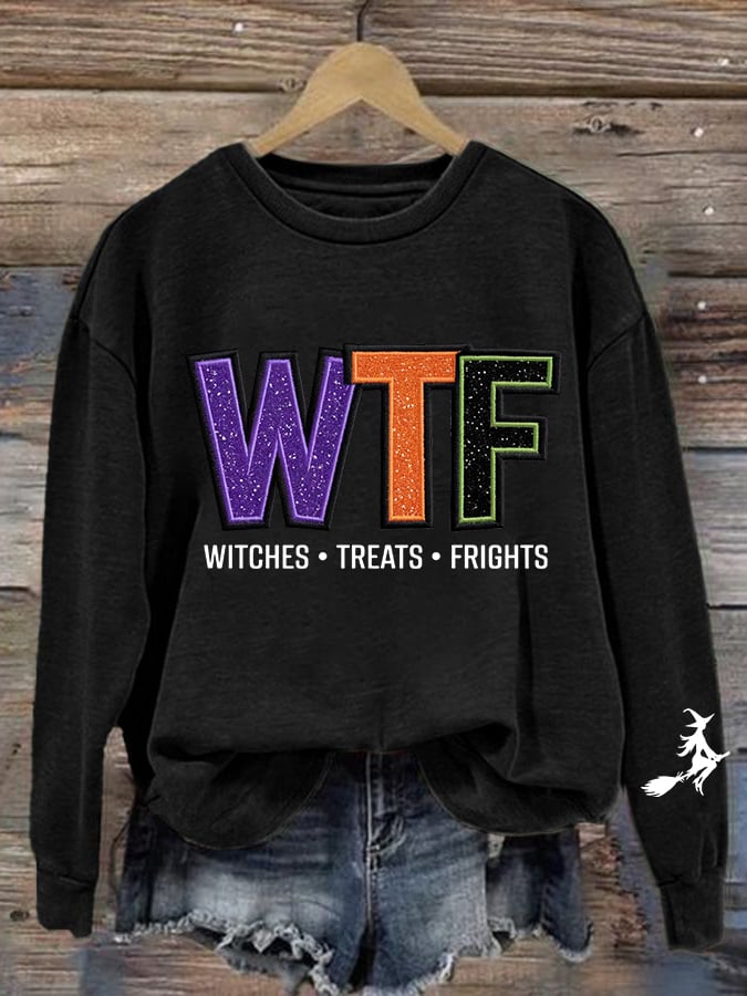 🔥HOT SALE🔥Women's WTF Witches Treats Frights Printed Sweatshirt