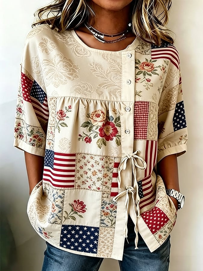 Women's American 250th Art Print Top