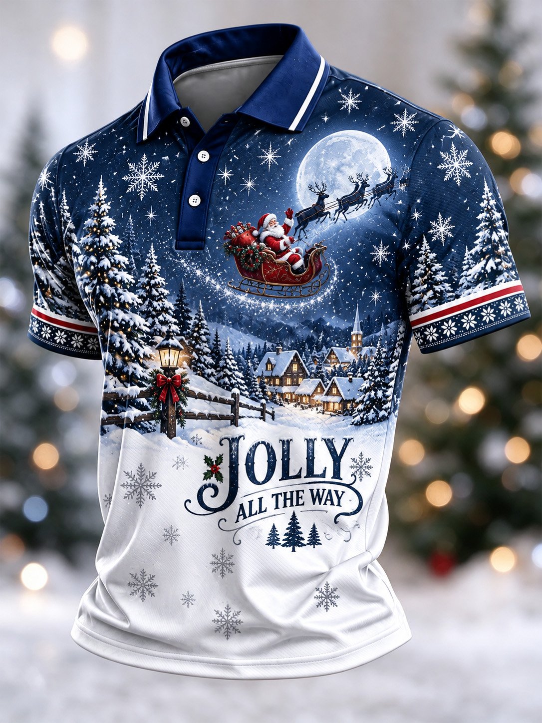 Men's Casual Christmas Short-Sleeve Polo Shirt