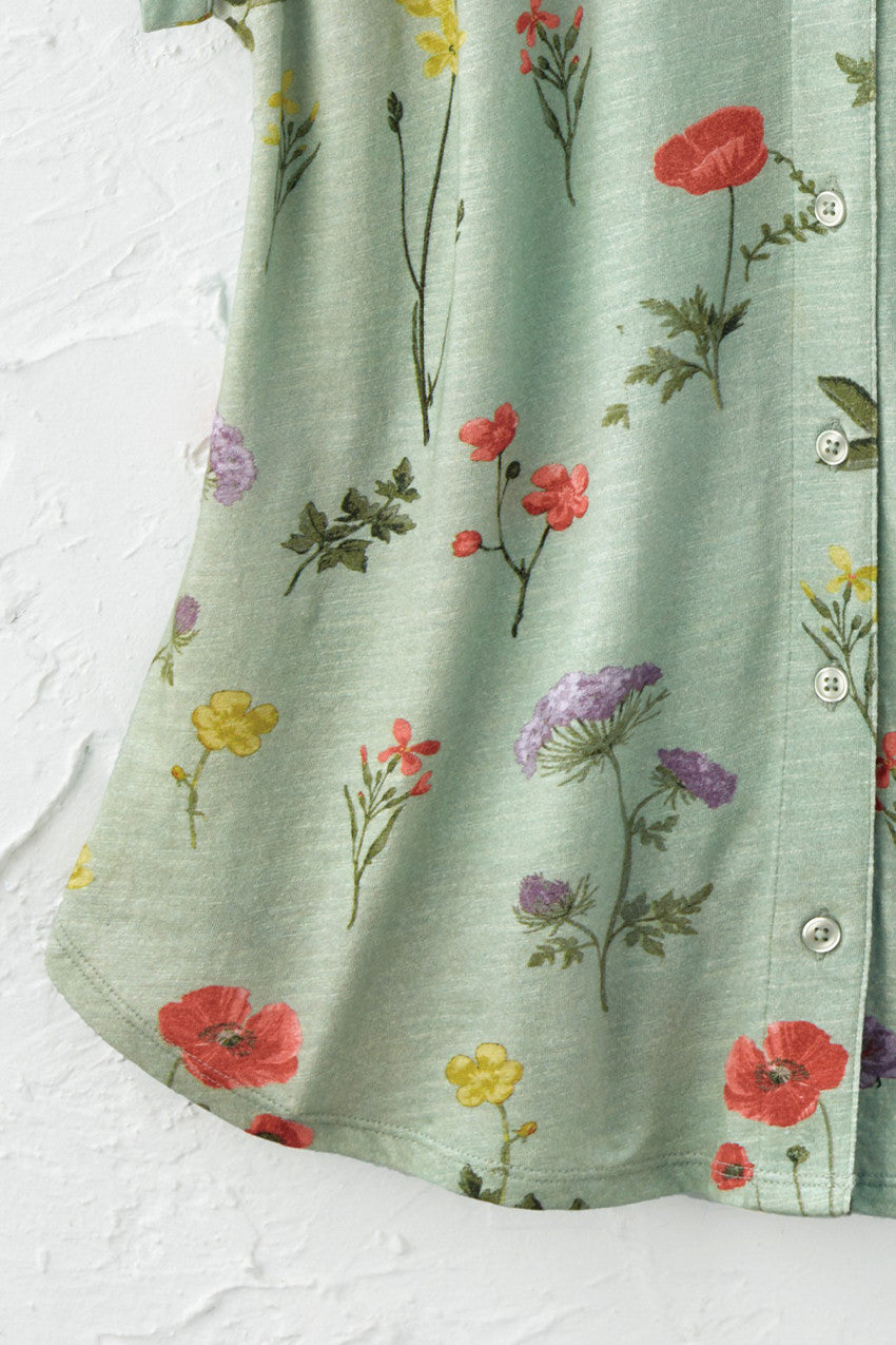 Botanical Button-Front Tee