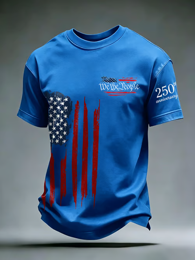Men's Retro We The People American 1776-2026 Print Casual T-shirt