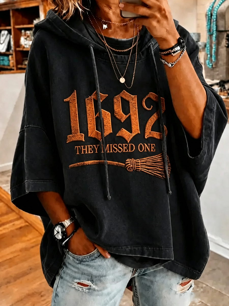 Women's Halloween 1692 They Missed One Printed Hoodie