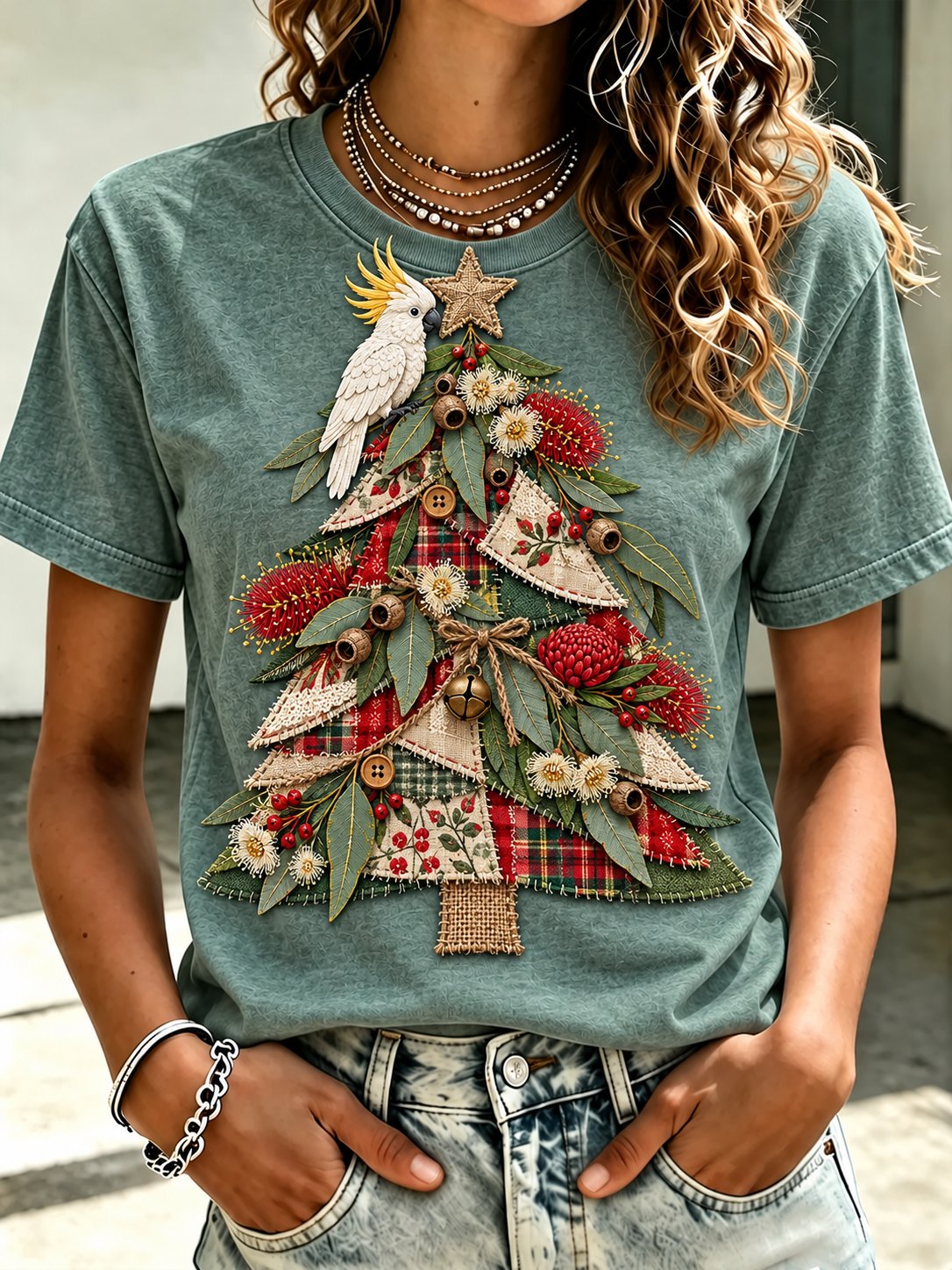 Women's Christmas Print T‑Shirt