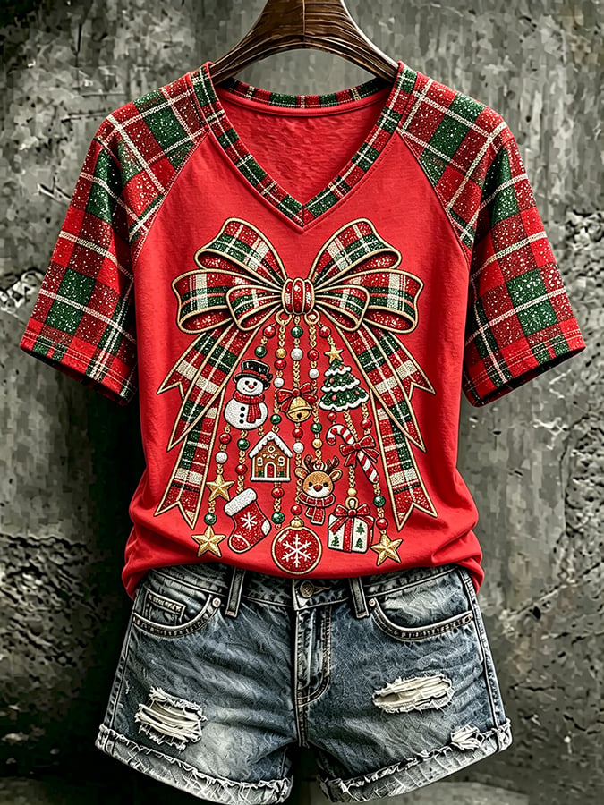 Women's Retro Christmas Print Top