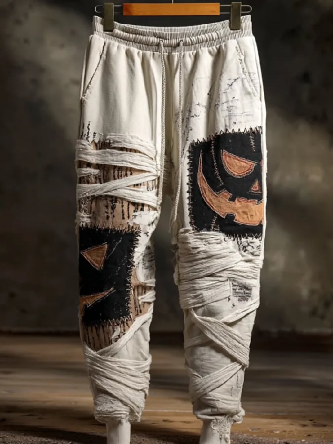 Men's Casual Halloween Mummy Print Pants