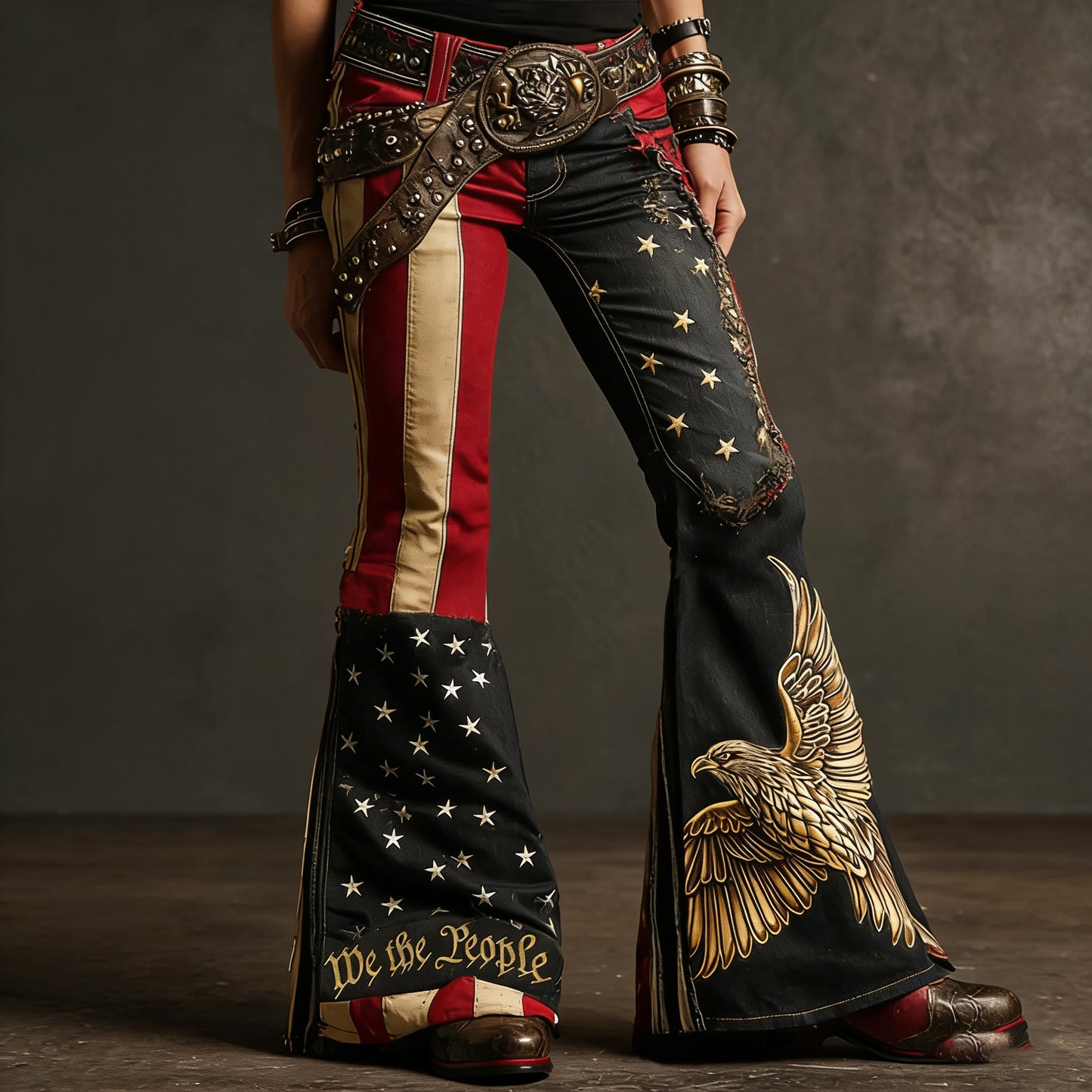 Women's American Flag Inspired Print Jeans