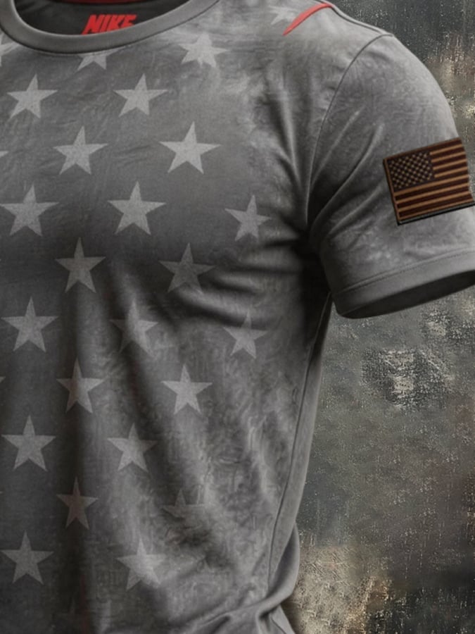 Men's Retro Biker "Route 66" Crew Neck Short-Sleeve T-Shirt