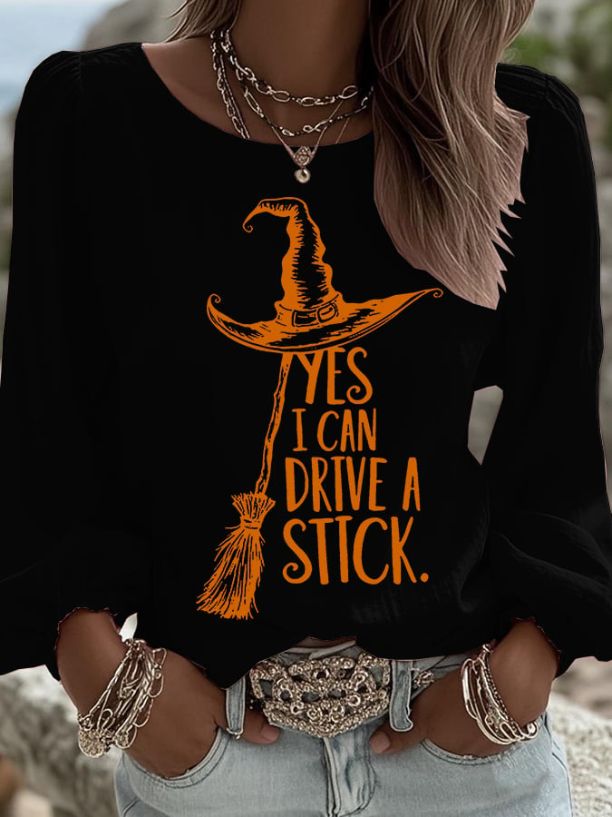 🔥HOT SALE🔥Women's Yes I Can Drive A Stick Printed Long Sleeve Shirt