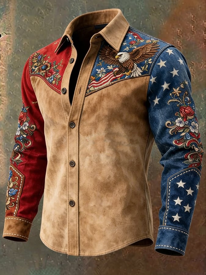 Men'S Casual American 250th Anniversary Printed Shirt