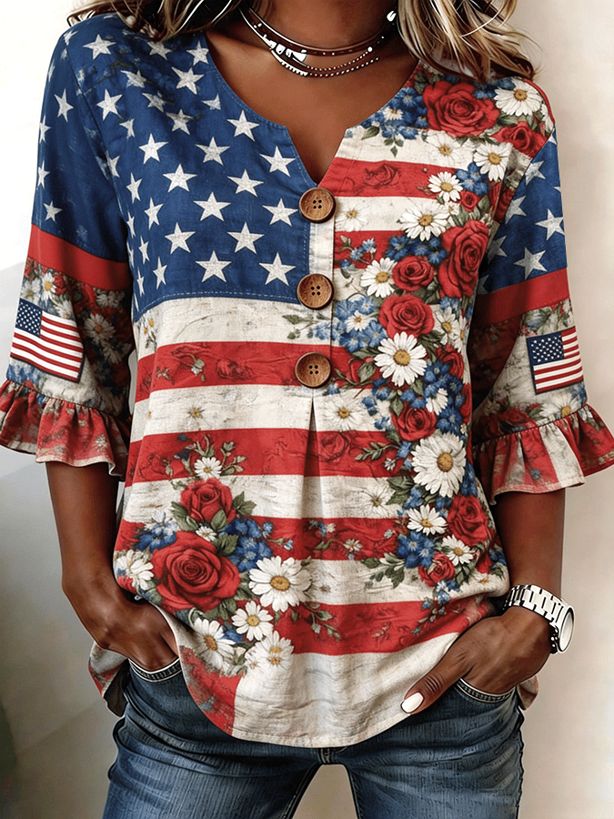 Women's 250th Anniversary Retro Floral Print Top