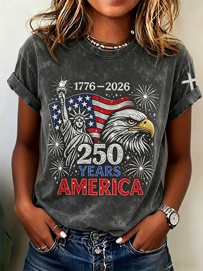 Women'S America Flag Printed Casual T-Shirt