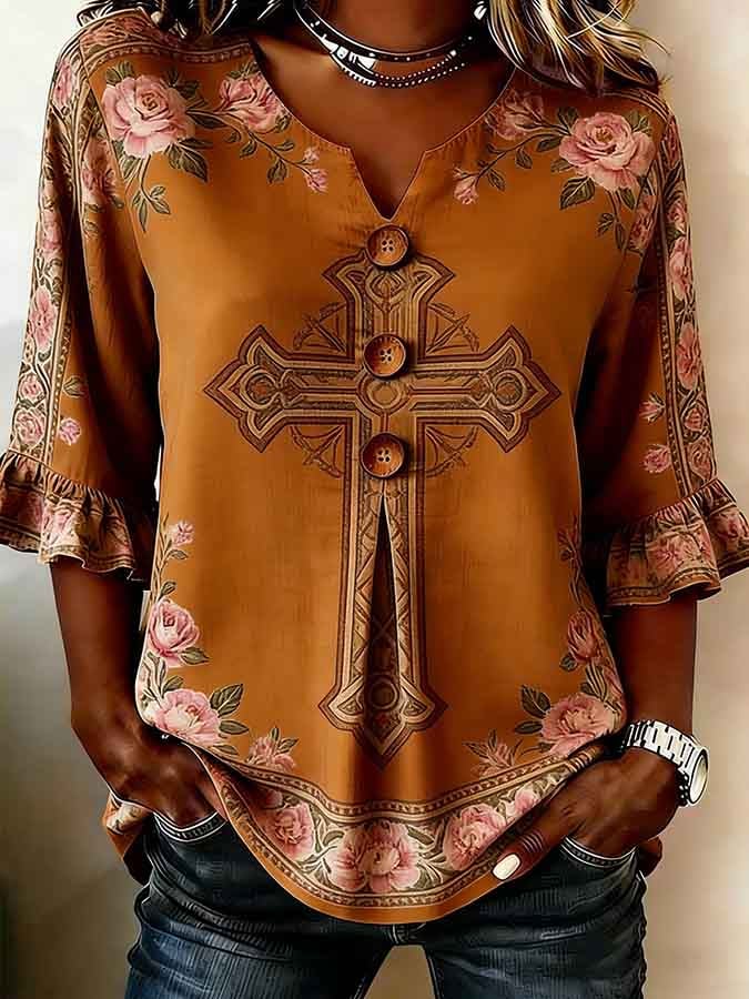 Women's Faith Floral Print Top
