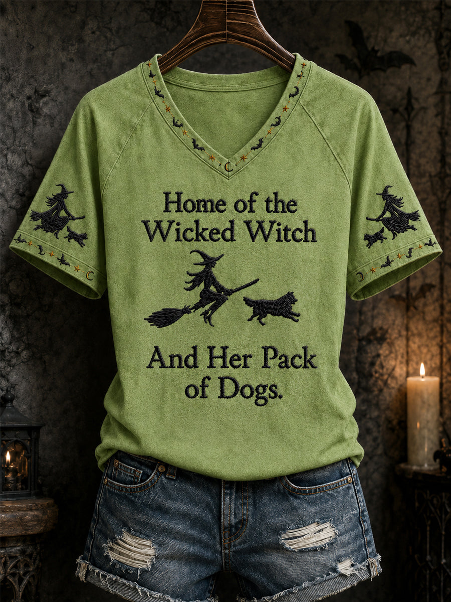 Women's Witch Halloween Print Short Sleeve T-shirt