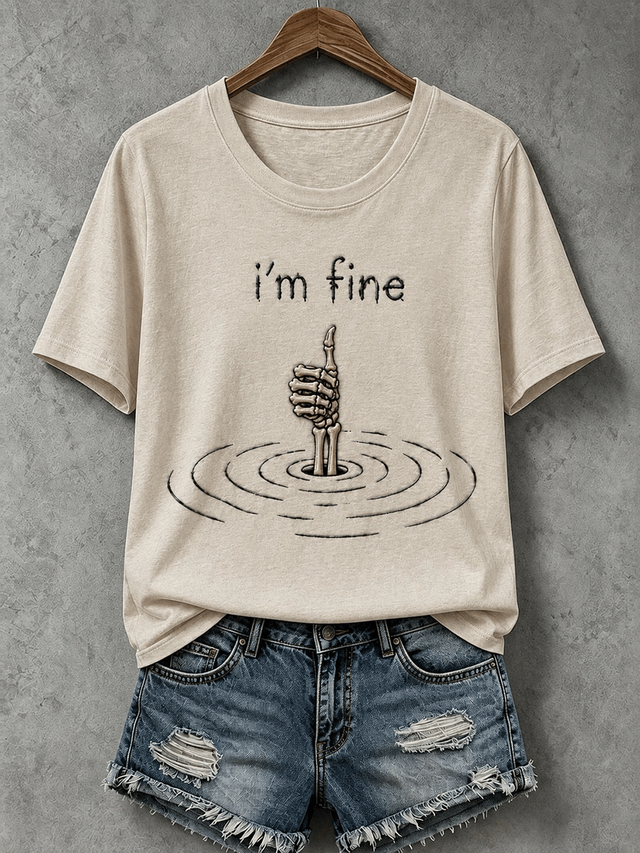 Women's Halloween I'm Fine Print T-Shirt