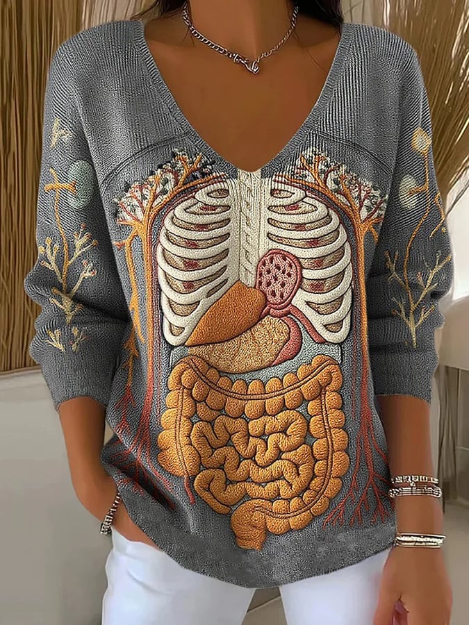 🔥Buy 2 Get 10% Off🔥Women's Skull Print Casual Knit Top