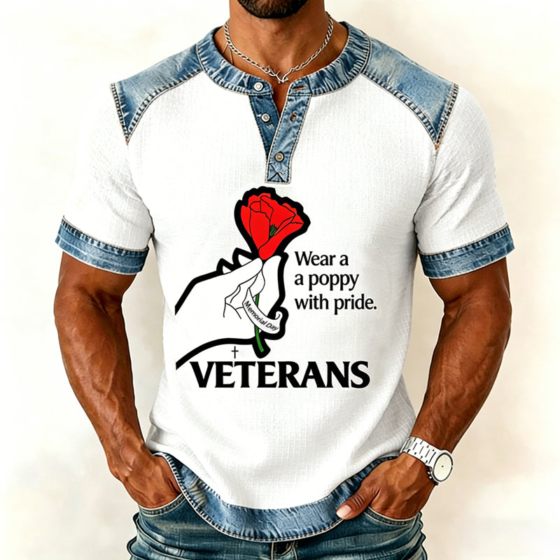 Men's Memorial Day Poppy Art Casual Top