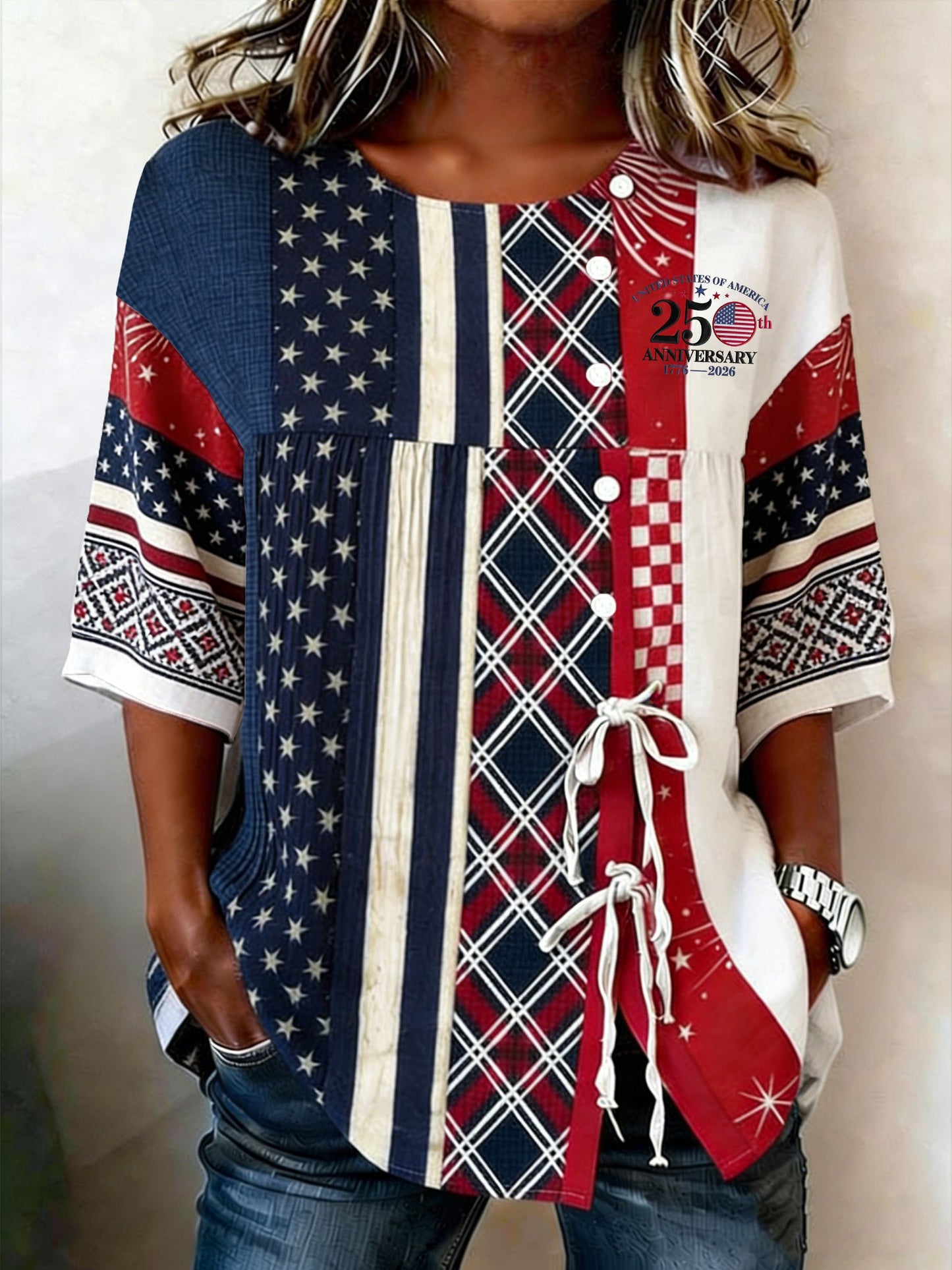 Women's Vintage 250th Anniversary Commemorative Printed Top