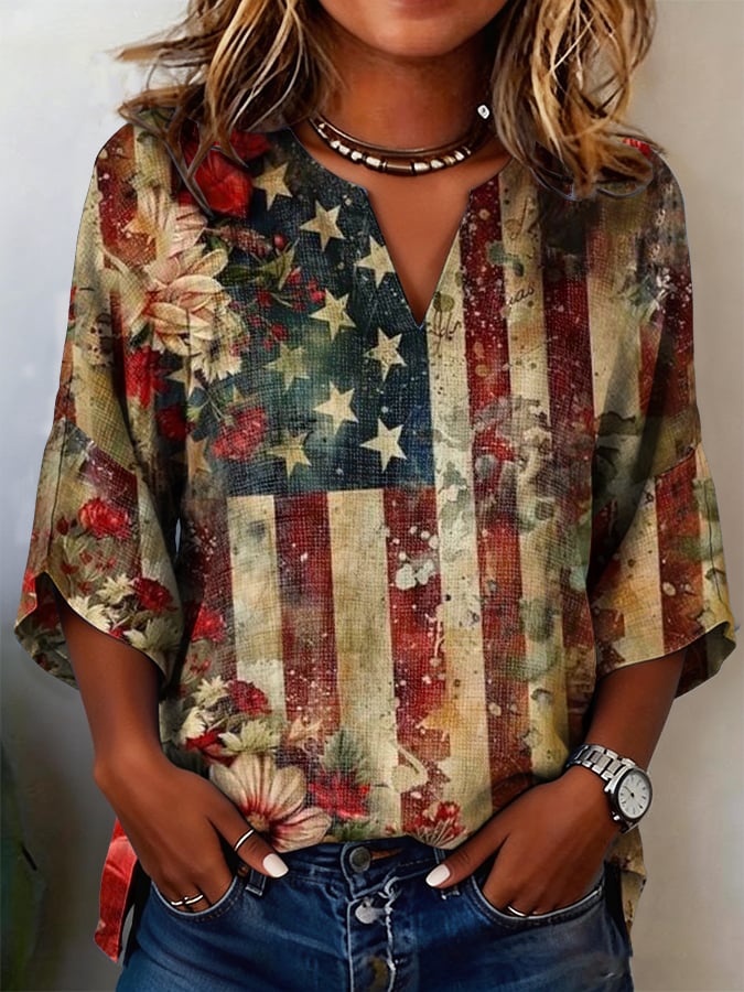 Women's 250th Anniversary Cotton And Linen Floral Print Shirt