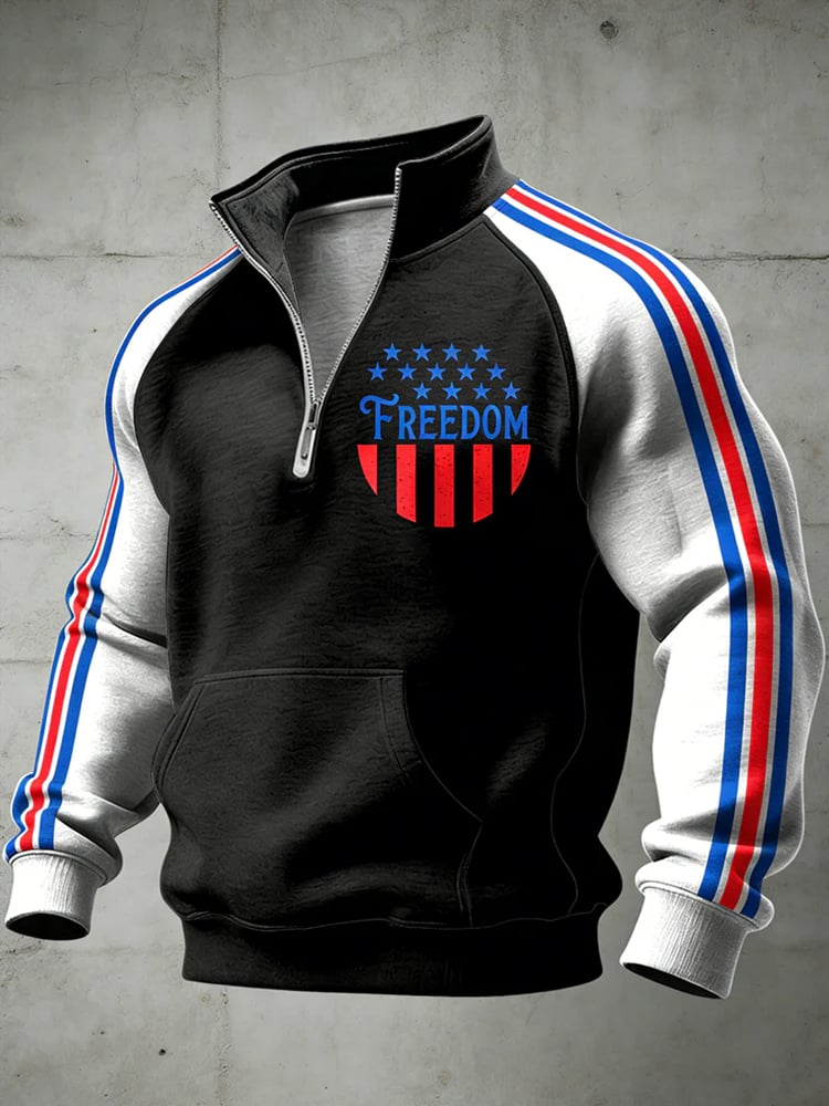 Men's Casual American 250th Anniversary Print Zip-Up Hoodie