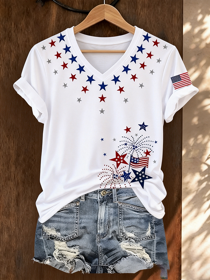 Women's Casual Retro Patriotic T-shirt