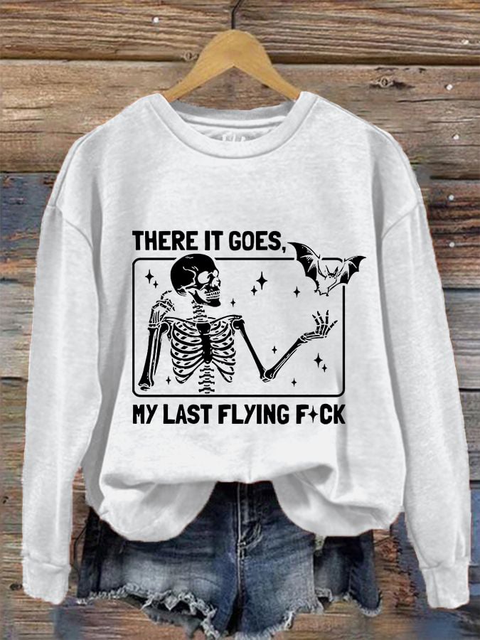 Women's Halloween There It Goes My Last Flying F*ck Print Crew Neck Sweatshirt