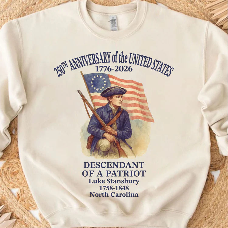 Personalized 250 Years of America Shirt, Custom Name Descendant of a Patriot, Patriotic 1776β2026 Tee 684228