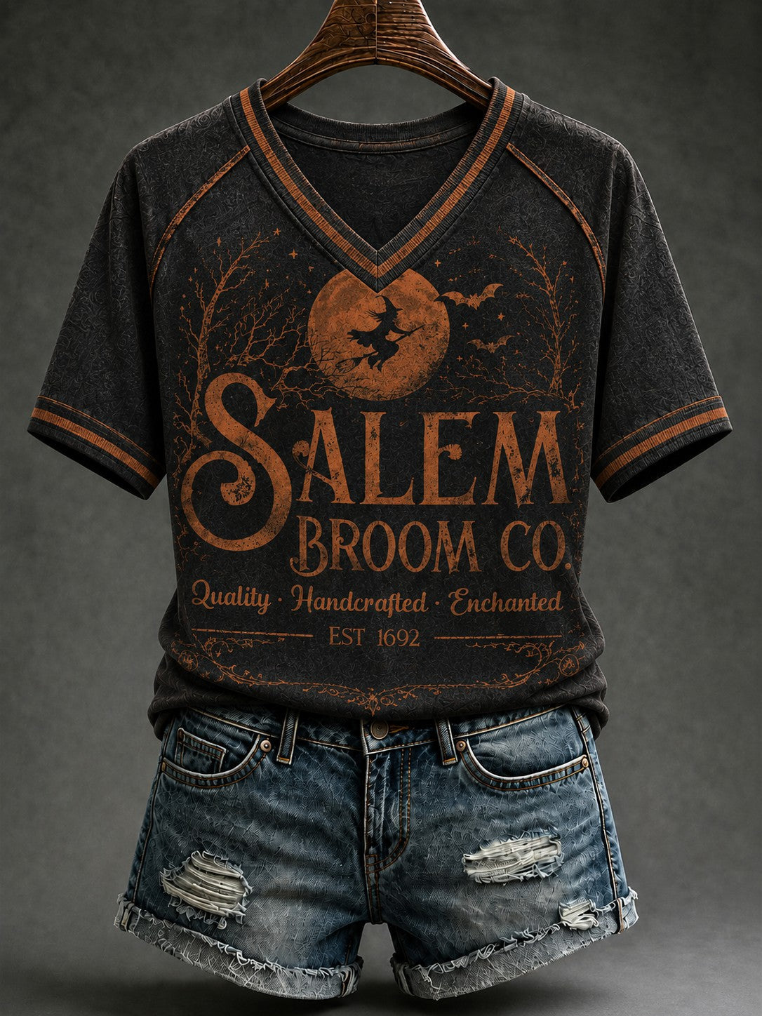 Women's Salem Broom Company Printed V-neck T-shirt