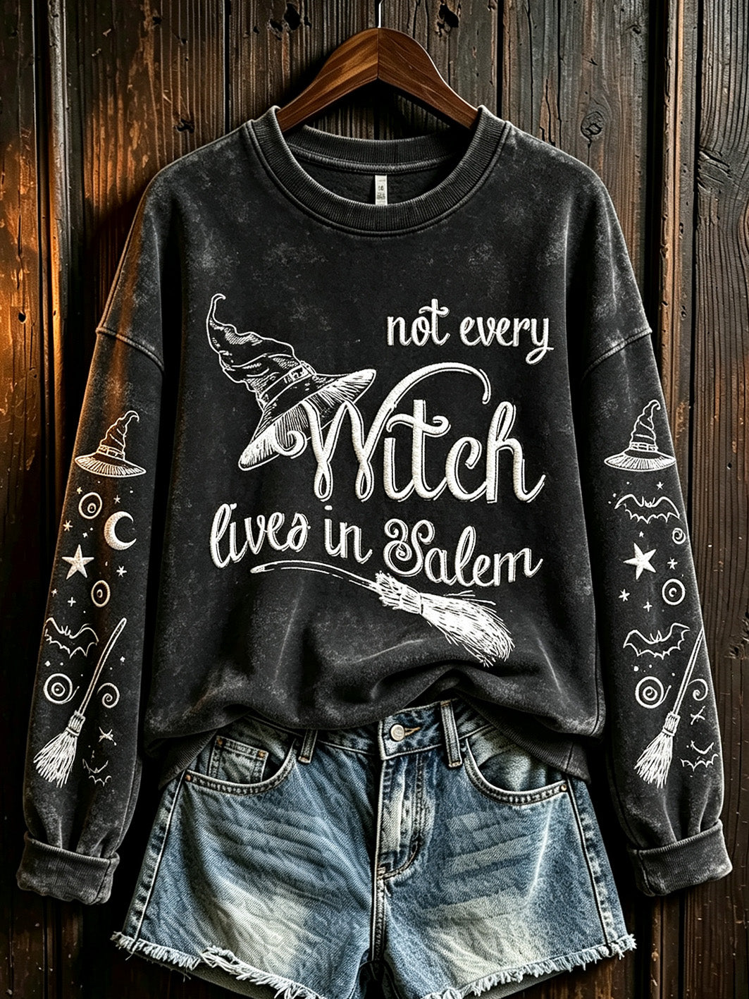 Women's Halloween Witch Element Pattern Printed Casual Sweatshirt