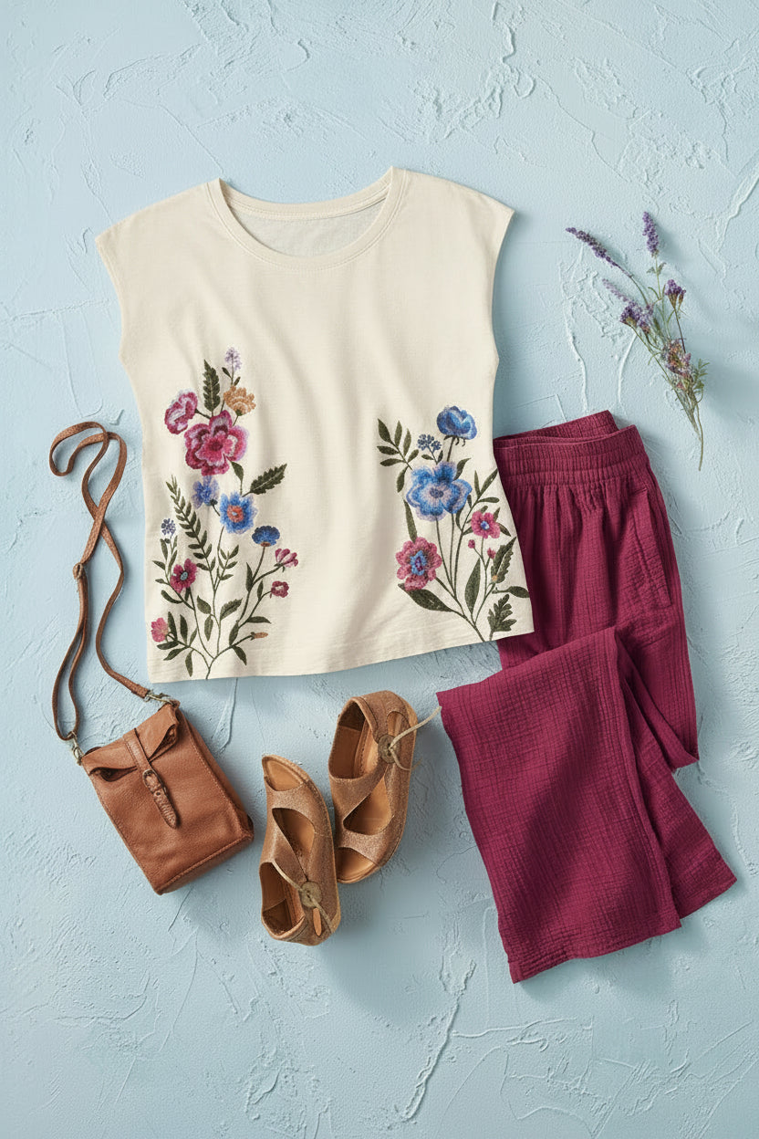 Wildflower Days Embroidered Tee
