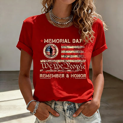Women's Memorial Day Art Print Casual T-Shirt